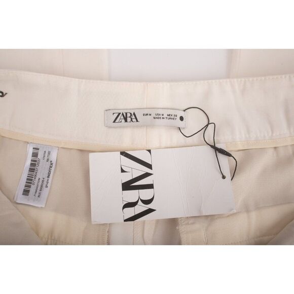 Zara Womans Pants Size M Ecru off White Wide Leg High Waist 7149/043 NWT - Picture 8 of 8